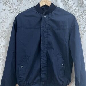 La Ventana Mens Bomber Jacket Vintage Gorpcore Navy Blue Size M